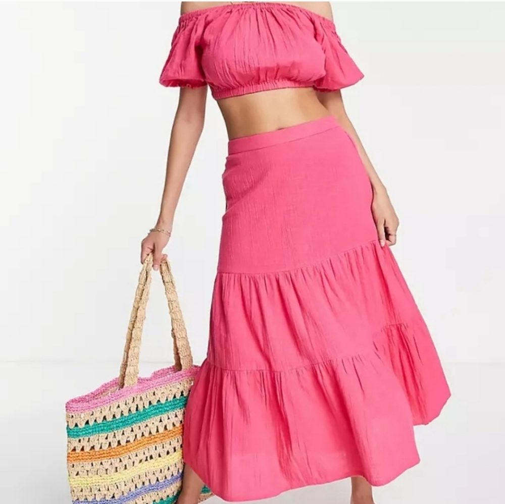 Iisla & Bird Tiered Crop Beach Maxi Resortwear Skirt Set